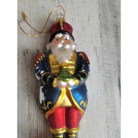 Blown glass AS IS Santa Claus Nutcracker tree glitter ornament Xmas - Picture 3 of 13
